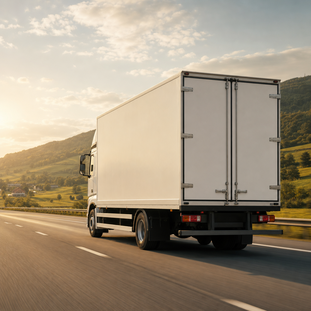 Camion de déménagement DJK sur la route, longue distance